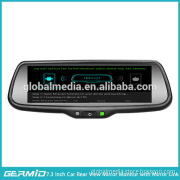 7.3 inch wide screen mirror link rear view mirror monitor with GPS & navigation synchronization